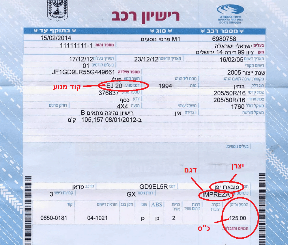 דוגמה לרשיון